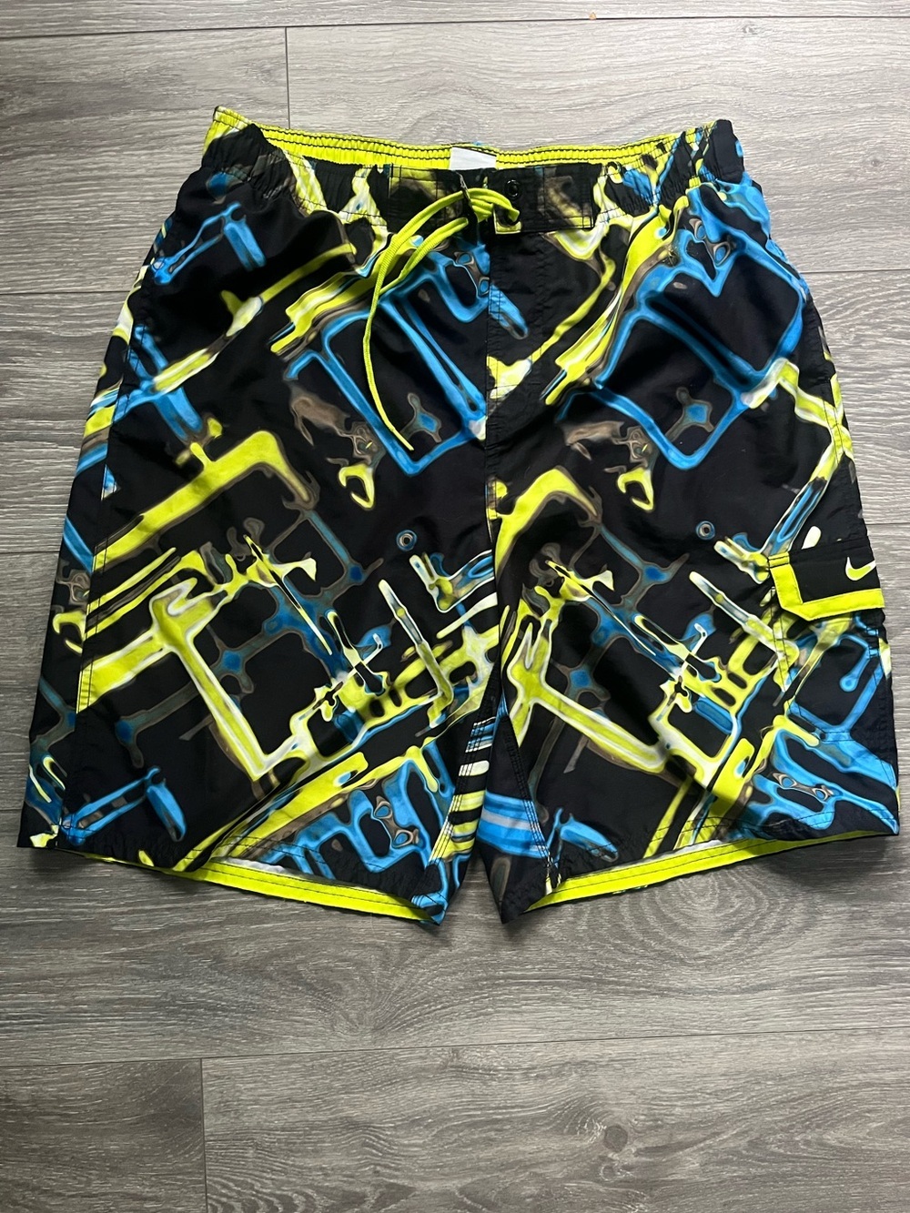 Nike Men’s Board Short Lined Swimsuit Trunks Cargo Black Blue Green Size L